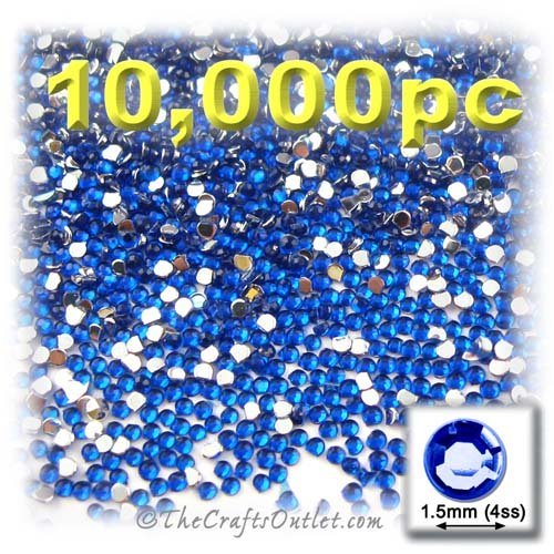 10,000pc Rhinestones Round 1.5mm flatback Royal Blue RBL