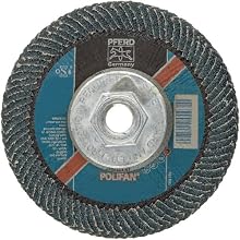 PFERD Polifan PSF Abrasive Flap Disc, Large Radius, Radial Shape, Threaded Hole, Phenolic Resin Backing, Zirconia Alumina, 5" Dia., 40 Grit (Pack of 1)