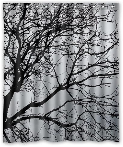 Generic Personalized Black and White Tree Branch for Shower Curtain Bath Curtain 60" x 72"