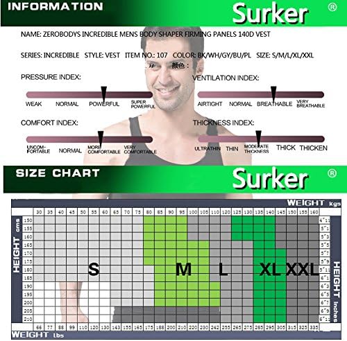 Surker Mens Warm Adjustable Sculpting Slimming Corset Vest(XL)