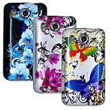 HTC INSPIRE 4G DESIRE HD THREE CASE COMBO, RAINBOW BUTTERFLY, RED PINK FLOW ....