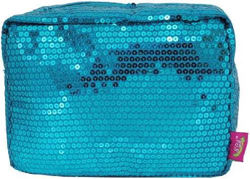 Sequin Pattern Large Cosmetic Travel Pouch (Aqua)