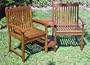 Conversation Chairs for Outdoors (Acacia) (35"H x 62.25"W x 23.5"D)