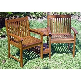 Conversation Chairs for Outdoors (Acacia) (35H x 62.25W x 23.5D)