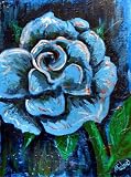 Blue Rose Original Signed Acrylic Painting