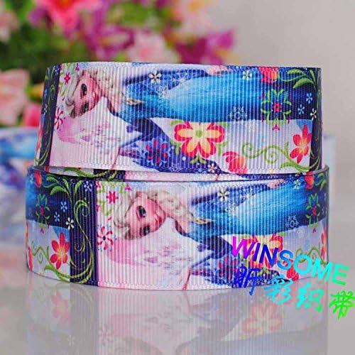 10 Yards 1" Frozen Beautiful Flowers Printed Gift Ribbon,cartoon Princess DIY Gift Grosgrain Ribbon