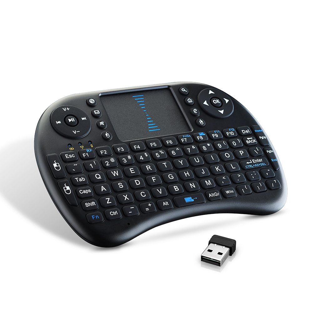 VicTsing 2.4 GHz Mini Tastiera Wireless Ergonomica con Mouse Touchpad con 92 Pulsanti Tastiera QWERTY