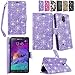 Samsung Galaxy Note 4 Case-Cellularvilla Pu Leather Wallet Card Flip Open Pocket Case Cover Pouch For Samsung Galaxy Note 4 SM-N910S / Note 4 SM-N910C (Purple Glitter)