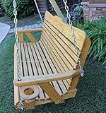 Handmade Amish Heavy Duty 800 Lb 4ft. Porch Swing With Cupholders - Cedar Stain - Made in USA