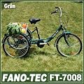 FANO-TEC Neu Dreirad F�r Erwachsene 24" 3-Gang-Schaltung Shimano FT-7008 Gr�n