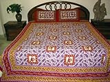 Cotton Bedspreads Sofa Throw 3pc Set White Amethyst Paisley Elephant Print  ....
