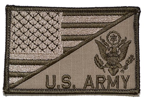 US ARMY With Text USA Flag 2.25 x 3.5 inch Morale Patch - Coyote Brown