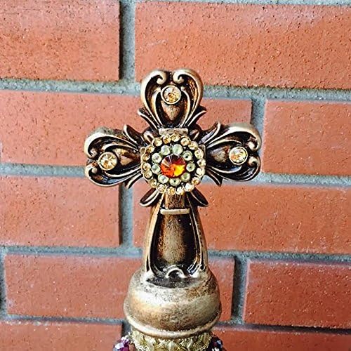 Antique Bottle Wrapped in the Chains and Crss Topper (Silver)