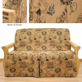 New World Columbus Skirted Futon Slipcover Full 5 pc pillow set 630 by SlipcoverShop
