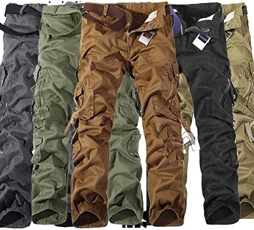 LinlyQueen Jackson Men's Fashion Pant Trouser Cargo Military Slim Fit Jeans 5 Colors 11 Sizes Earth yellow 42