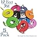 x5 Pcs 10 Feet Fabric Braided Flat Tangle Free Nylon Micro USB Cables - Sync Data & Charging Cable Cord for Samsung Galaxy Phone / Note, Google, Nokia & Most Android Devices [ 10Ft/3M - 5 Pack ]