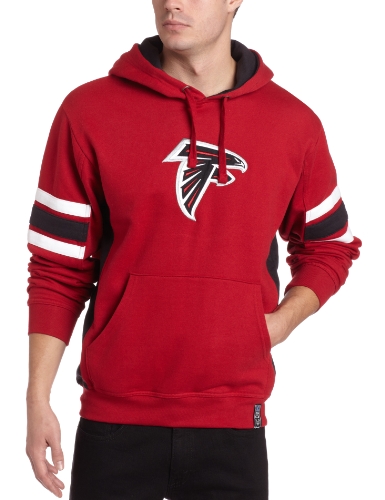 NFL Men's Atlanta Falcons Passing Game II Long Sleeve Hooded Fleece Pullover (Bright Cardinal/Black/White,  Large)