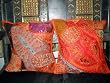 2 Gorgeous Orange  Vintage Embroidered Sari  Pillow Cushion Covers From India Free Shipping
