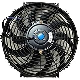 Upgr8 Universal High Performance 12V Slim Electric Cooling Radiator Fan With Fan Mounting Kit (12 Inch, Black)