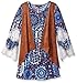 Amy Byer Girls' Big Print Knit Bell Sleeve Dress with Vest