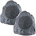 Theater Solutions 2R8G 8-Inch Woofers Outdoor Garden Waterproof Granite Rock Patio Speaker Pair (Granite Grey)