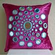 Circle Of Images - Decorative PIllow Covers - Velvet Pillow Cover with Mirror Embroidery