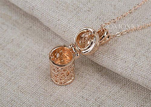 18k Rose GP Filigree Cross Perfume Bottle Ladies Gift Solid Pendant Necklace