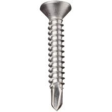 Stainless Steel Sheet Metal Screw, Flat Head, Phillips Drive, Self-Drilling Point