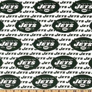 58-Wide-NFL-Cotton-Broadcloth-New-York-Jets-Green-White-Fabric-By-The-Yard