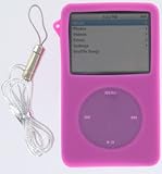 Apple iPod Video 30GB Dark Pink Silicon Skin Case w/ Lanyard