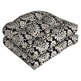 Outdoor Patio Beige/Black Floral Conversation/Deep Seating Cushion Set of 2