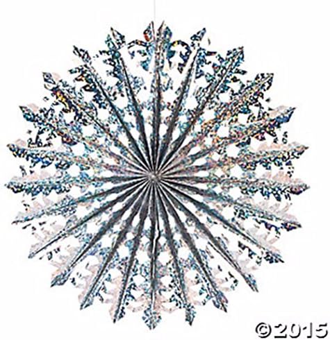 Popcandy Set Of 2 Jumbo Holographic Snowflake Decorations Each 24" W/13" Hanging String