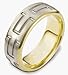 14 Karat Two-Tone Gold 8mm Multi Texture Wedding Band Ring