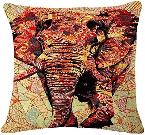 Elephant Printing Cushion Cover LIFECREATIVE Linen Cotton Cover Throw Pillow Case Sham Pattern Zipper Pillowslip Pillowcase For Teen Boy Girl Kid Children Bedroom