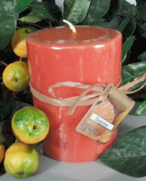 Tangerine fruit Scented Round Pillar Candle 23 Oz.