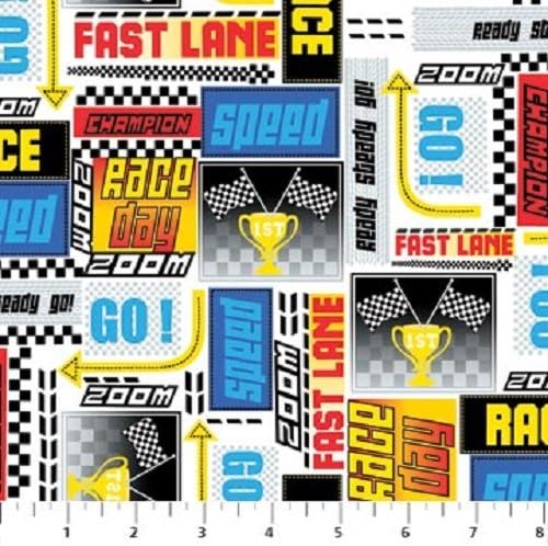 1 Yard Speedway by Deborah Edwards Northcott Studio Cotton Fabric Race Car Signs 20410 10