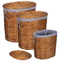 Whitney Design ML-5722 Woven-Willow Hampers with Lids and Lining, Set of 3