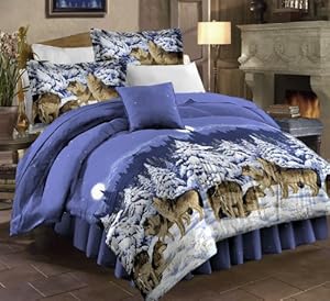 Amazon.com: PDK/Regency Midnight Wolves Complete Bedding Set, Queen ...