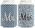 Wedding Coolie Mr Mrs Paisley Stripe Multi Pack Can Coolie Drink Coolers Coolies