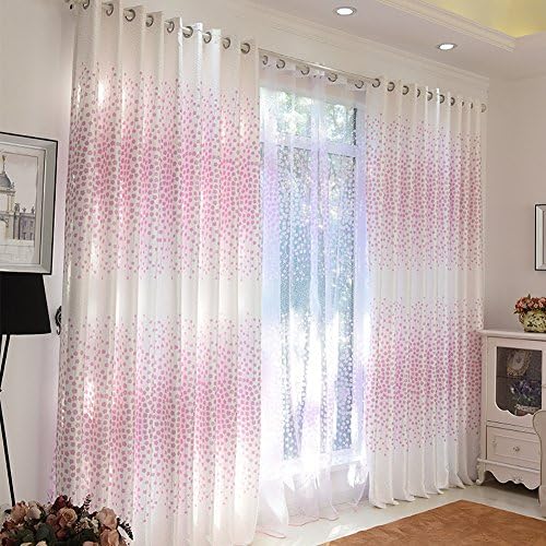 Droyee Popular Polyester 2-piece Window Curtain,Window Drape,Window Treatment,Wrinkle Free(2 Panels,Beautiful Pink Flowers,60*84Inch)
