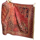 IMAGE OF Jamawar With Bootie Design Handmade Shawl In Cotton Fabric from India (Free Shipping) Shwl0251rr