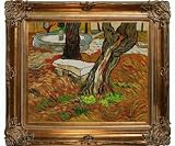 Art Reproduction Oil Painting - Van Gogh Paintings: The Bench at Saint Remy with Renaissance Bronze Frame - Bronze Finish - 30 X 34 - Hand Painted Framed Canvas Art