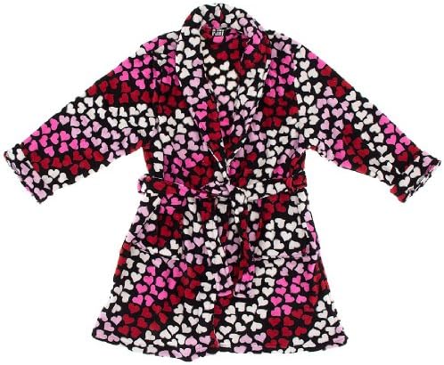 Pink,White, and Red Heart Plush Bath Robe for Juniors S/M