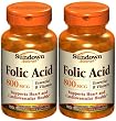 Sundown Naturals Folic Acid 800 mcg Tabs, 100 ct