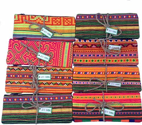 Pack of 8 Hand Embroidered Pencil Pouches