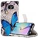 S6 Edge+ Case, Galaxy S6 Edge Plus Case, Cellularvilla [Stand Feature] [Slim Fit] Wallet Case, Premium Pu Leather Flip Cover [Card Slots] for Samsung Galaxy S6 Edge+ / S6 Edge Plus (Blue Butterfly)