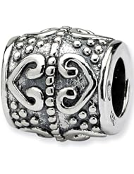 Reflection Beads Silver Dotted Hearts Love Bead