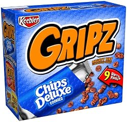 Gripz Chips Deluxe Chocolate Chip Cookies, 8.1-Count Packages (Pack of 6)