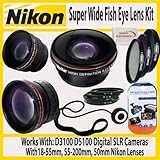 Fisheye Lens Kit For Nikon D3100 D5100 Digital SLR Camera With 18-55mm, 55- ....