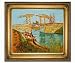Art Reproduction Oil Painting - Van Gogh Paintings: Langlois Bridge at Arles with Women Washing with Regency Gold Frame - Gold Finish - 28.5